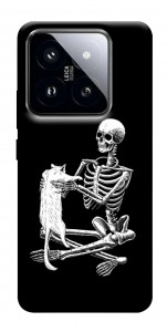 Чехол Skeleton with cat для Xiaomi 14 Pro