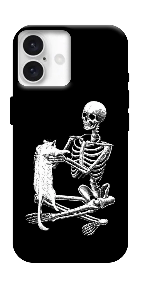 Чехол Skeleton with cat для iPhone 16