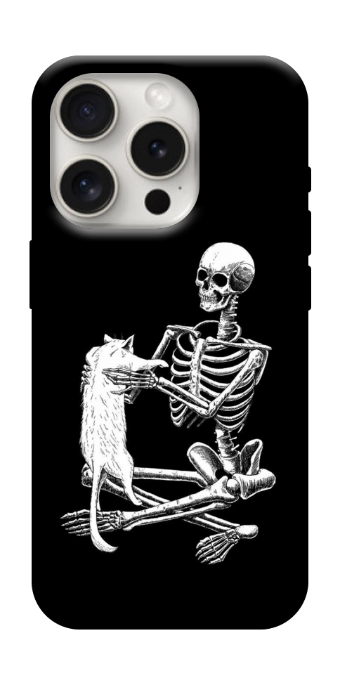 Чохол Skeleton with cat для iPhone 16 Pro Max