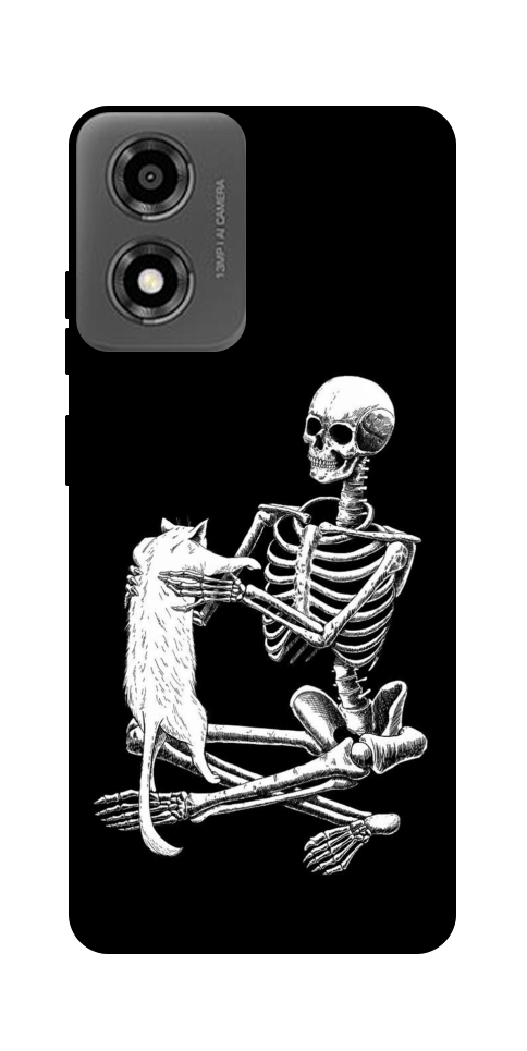 Чехол Skeleton with cat для Motorola Moto E14