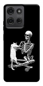 Чехол Skeleton with cat для Motorola Moto G75 5G