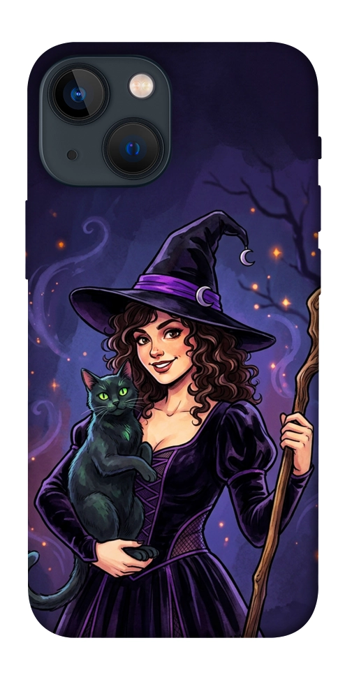 Чохол Witch and cat для iPhone 13 mini