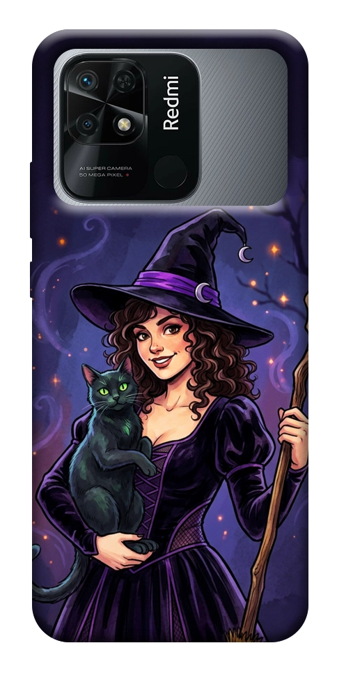 Чохол Witch and cat для Xiaomi Redmi 10C