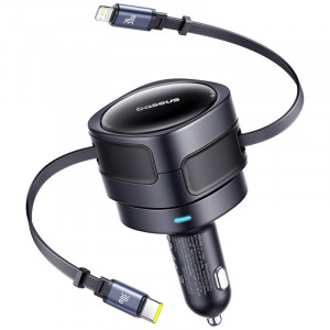 АЗУ Baseus Enjoyment Max PD60W with retractable cables (1USB-C/1L) (C00035507121)
