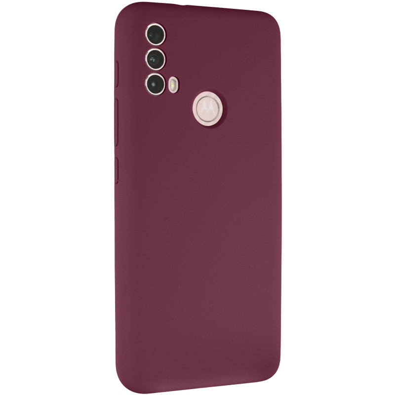 Чехол Silicone Cover Lakshmi Full Camera (AAA) для Motorola Moto E40 (Бордовый / Plum)