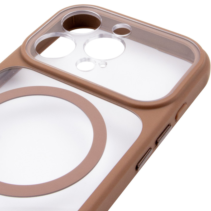 Чехол TPU+PC GETMAN Moon Clear with Magnetic Safe для Apple iPhone 16 Pro Max (6.9") (Brown) в магазине vchehle.ua