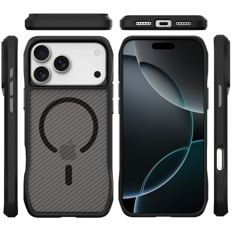 Фото Чехол TPU Space Octagon with Magnetic Fit для Apple iPhone 17 Pro (6.3") (Carbon Black) в магазине vchehle.ua