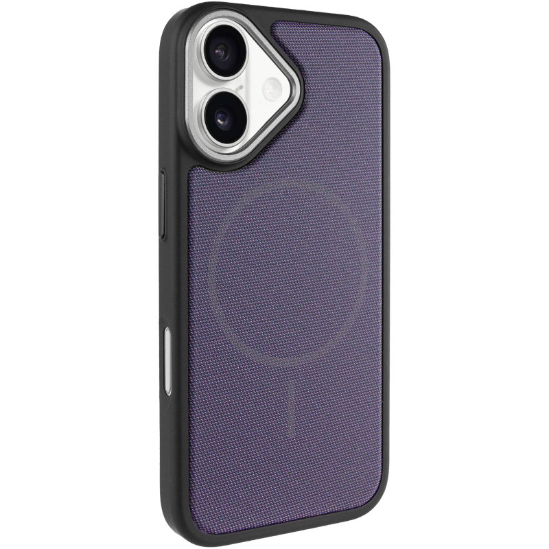 Чехол PC Textile Hybrid with Magnetic Fit для Apple iPhone 17 (6.3") (Black / Purple)