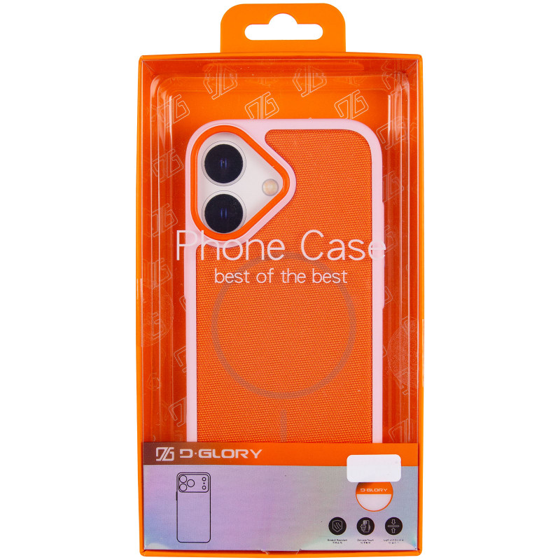 Заказать Чехол PC Textile Hybrid with Magnetic Fit для Apple iPhone 17 (6.3") (Pink / Orange) на vchehle.ua