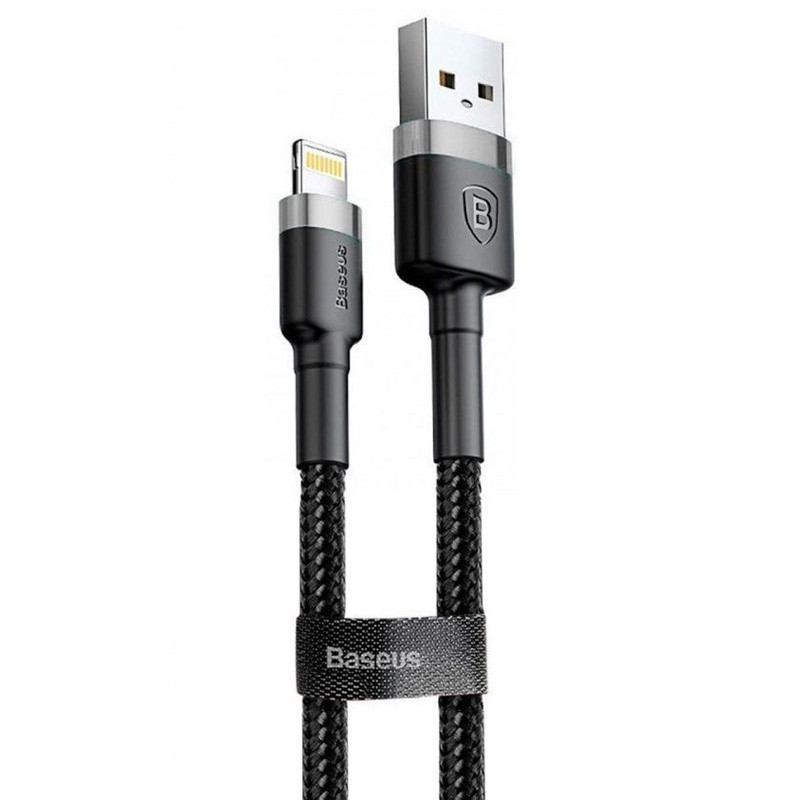 Дата кабель Baseus Cafule USB to Lightning 2.4A (1m) (CALKLF-B) (Сірий / Чорний)