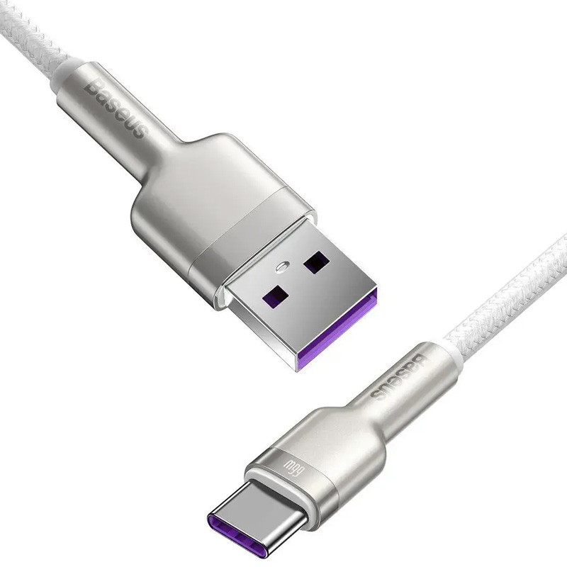 Фото Дата кабель Baseus Cafule Metal USB to Type-C 66W (1m) (CAKF00010) (White) в магазине vchehle.ua