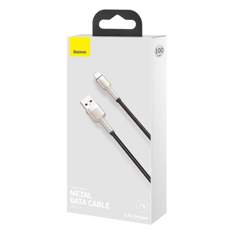 Купить Дата кабель Baseus Cafule Metal USB to Lightning 2.4A (1m) (CALJK-A0) (Black) на vchehle.ua