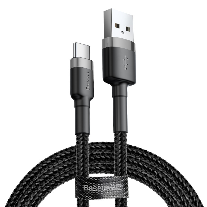 Дата кабель Baseus Cafule USB to Type-C Cable 3A (0.5m) (CATKLF-A) (Сірий / Чорний)