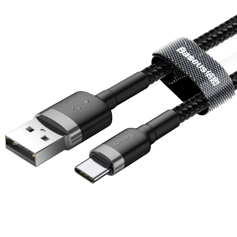 Фото Дата кабель Baseus Cafule USB to Type-C Cable 3A (0.5m) (CATKLF-A) (Сірий / Чорний) в маназині vchehle.ua