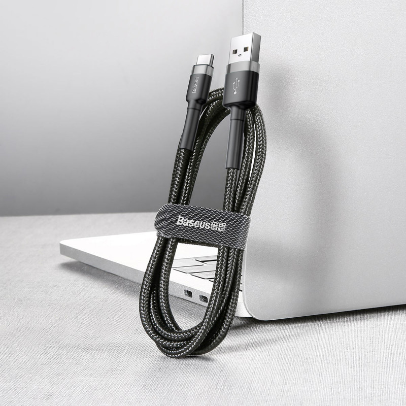 Купити Дата кабель Baseus Cafule USB to Type-C Cable 3A (0.5m) (CATKLF-A) (Сірий / Чорний) на vchehle.ua
