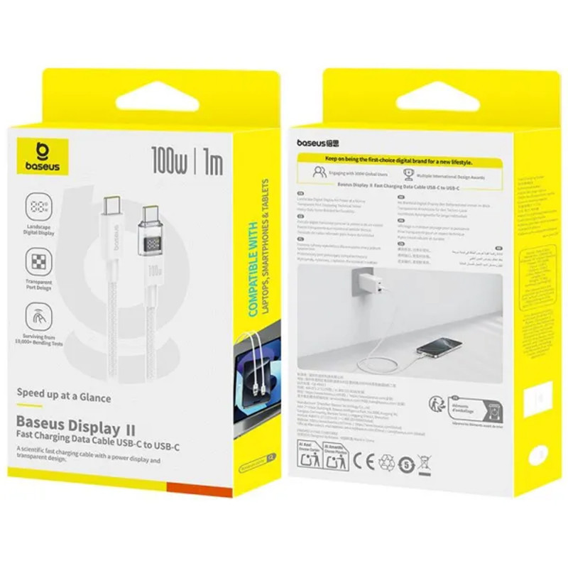 Дата кабель Baseus Display 2 Type-C to Type-C 100W (1m) (P10382702) (Moon White) в магазине vchehle.ua
