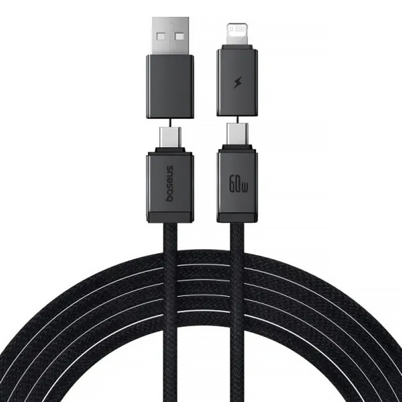 Дата кабель Baseus Versatile Two-for-Two USB/Type-C to Type-C/Lightning 60W (1m) (CB000162) (Cosmic Black)
