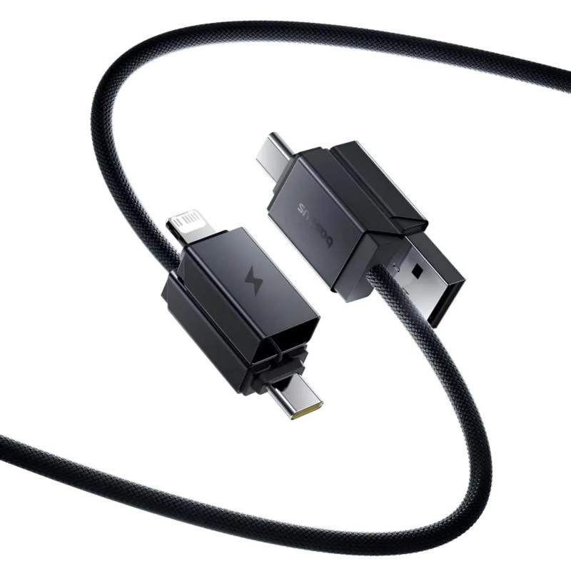 Фото Дата кабель Baseus Versatile Two-for-Two USB/Type-C to Type-C/Lightning 60W (1m) (CB000162) (Cosmic Black) на vchehle.ua