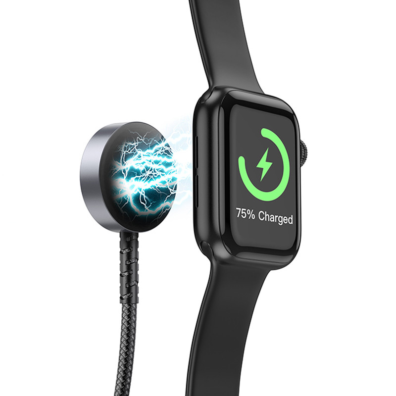 Дата кабель Hoco CW54 2in1 Type-C для iWatch/Lightning 2.5W (1.2m) (Black) в магазині vchehle.ua