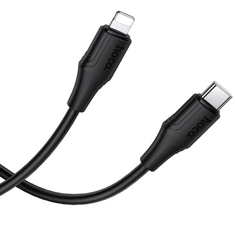 Фото Дата кабель Hoco X124 Bien silicone Type-C to Lightning 27W (1m) (Black) на vchehle.ua