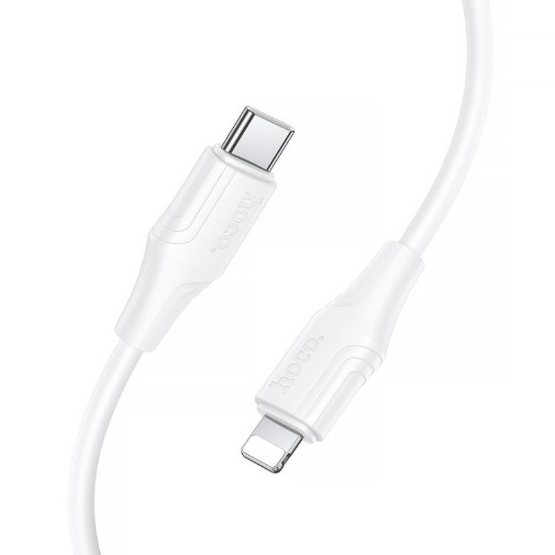 Фото Дата кабель Hoco X124 Bien silicone Type-C to Lightning 27W (1m) (White) в магазине vchehle.ua