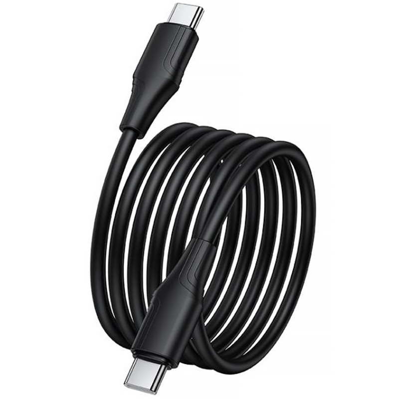 Дата кабель Hoco X124 Bien silicone Type-C to Type-C 60W (1m) (Black) в магазині vchehle.ua