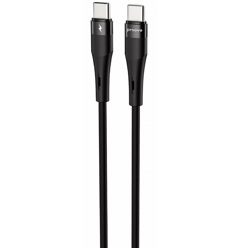 Дата кабель Proove Light Silicone Plus Type-C to Type-C 60W (1m) (Black)