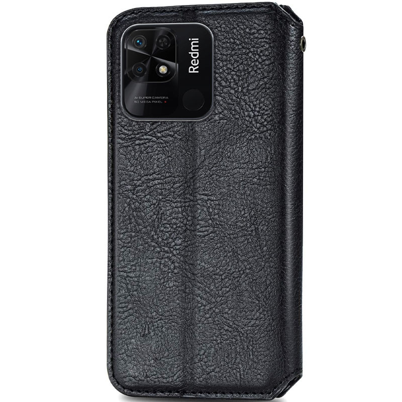 Фото Шкіряний чохол-книжка GETMAN Cubic (PU) на Xiaomi Redmi 10C (Чорний) на vchehle.ua