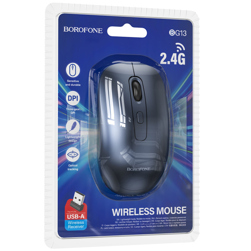 Фото Мышь беспроводная Borofone BG13 Winner 2.4G (Black / Metal gray) на vchehle.ua