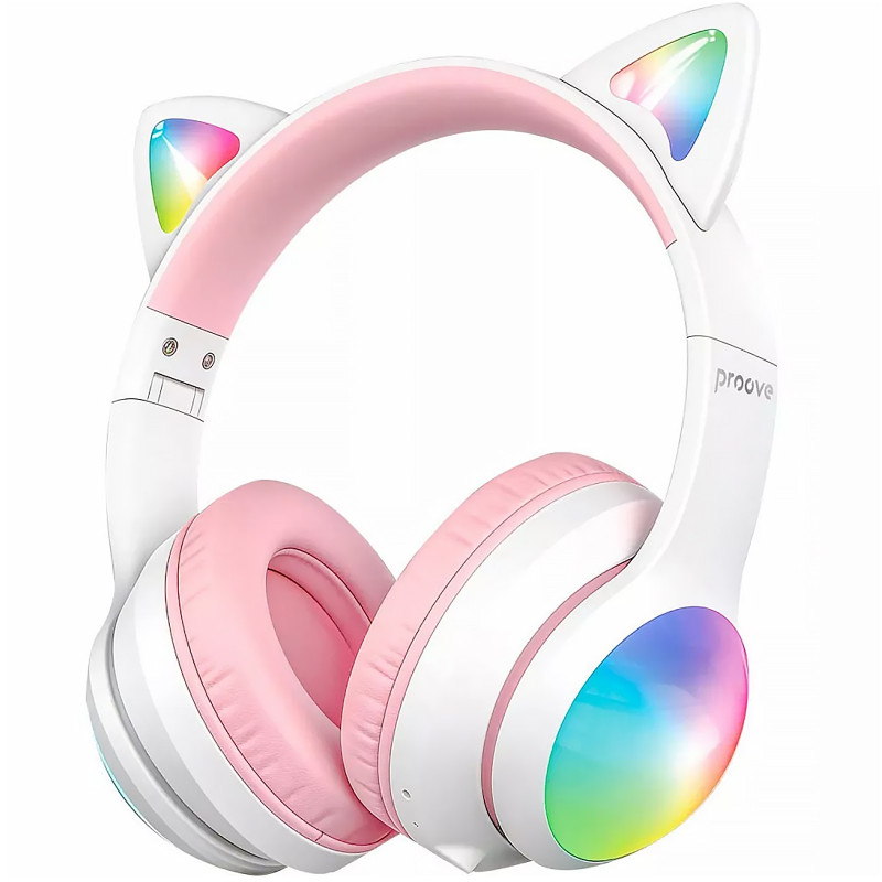 Накладні бездротові навушники Proove Kids LumiCat (APP) (White / Pink)