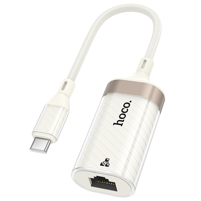 Переходник Hoco UA41B Crystal Type-C to RJ45 100 Mbs (0.15m) (Apricot)