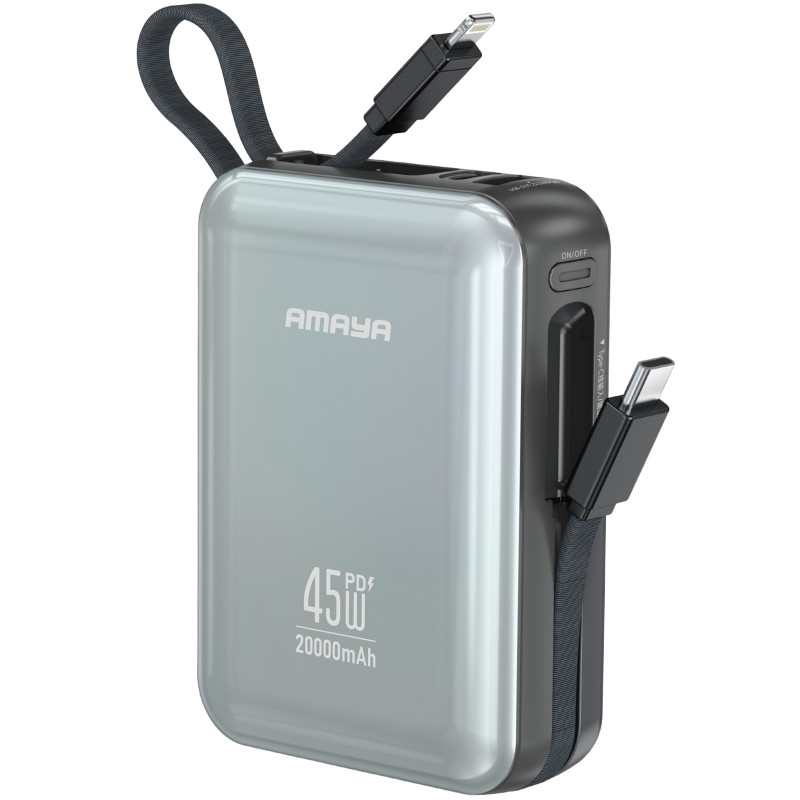 Power Bank Amaya 20000 mAh F213C PD45W with cable (Gun Metal)