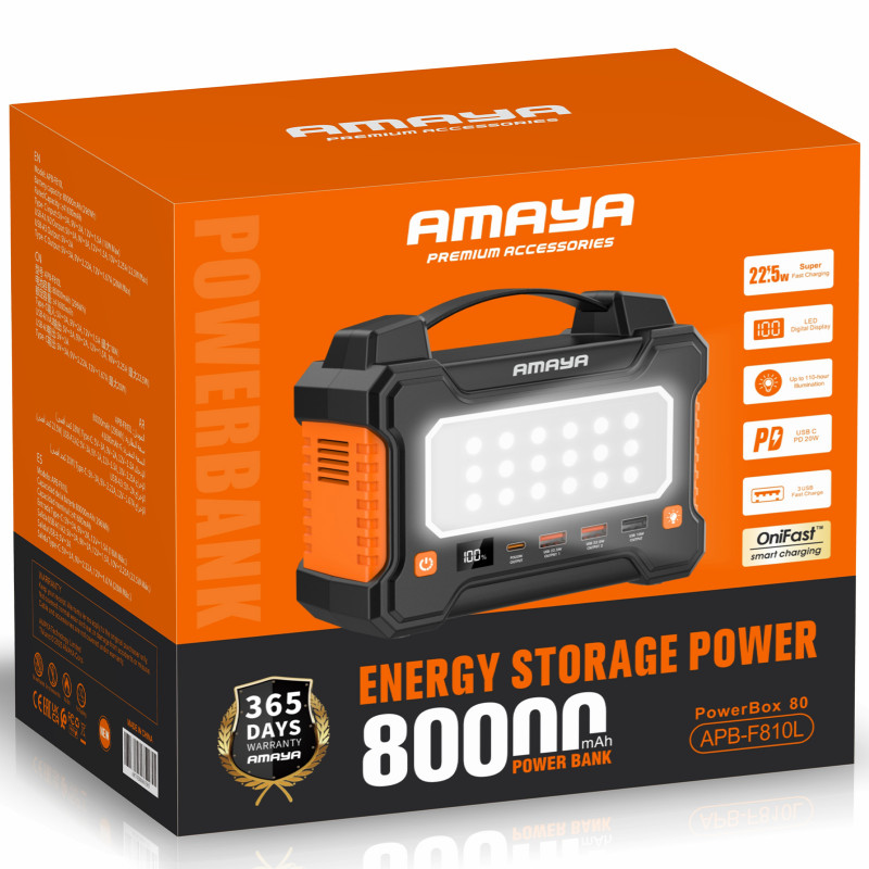 Фото Power Bank Amaya 80000 mAh F810L PD22.5W flashlight (Black) на vchehle.ua