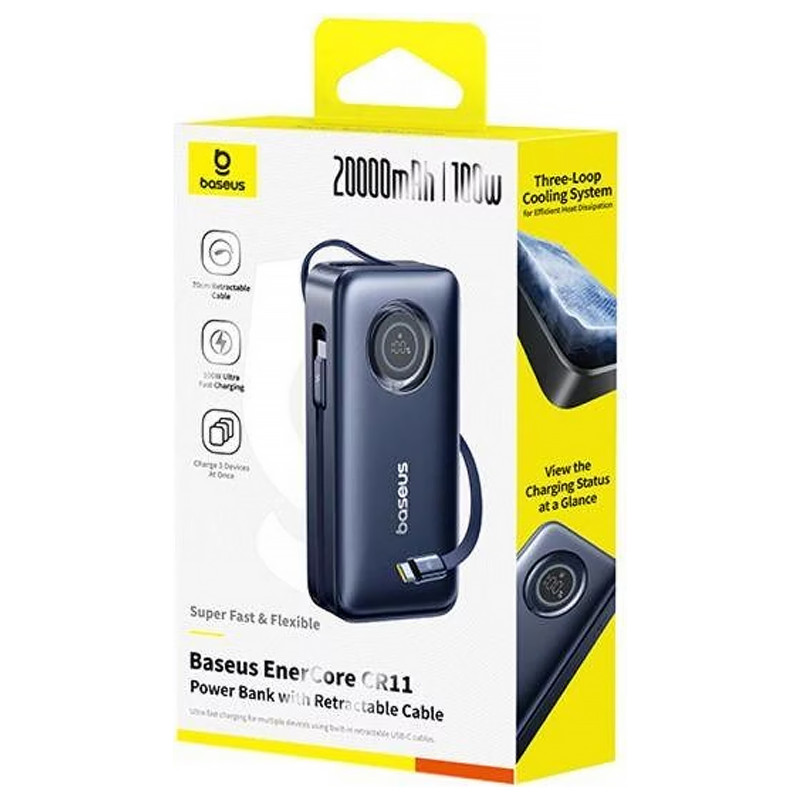 Фото Power Bank Baseus 20000 mAh EnerCore CR11 PD100W with cable (PPNMS) (Cosmic Black) на vchehle.ua