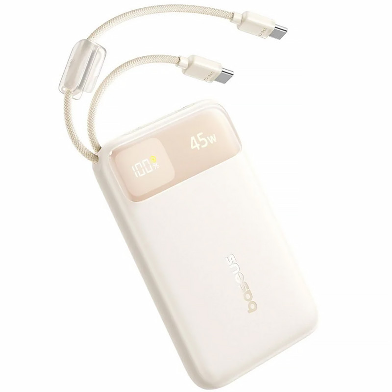 Фото Power Bank Baseus 10000 mAh EnerFill FC11 PD22.5W with cable  (2USB-C) (E0027R) (Biege) на vchehle.ua
