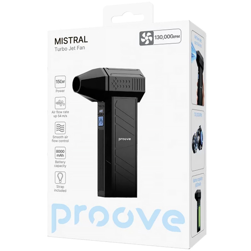 Фото Портативный турбовентилятор Proove Mistral 150W 130000RPM (Black) в магазине vchehle.ua