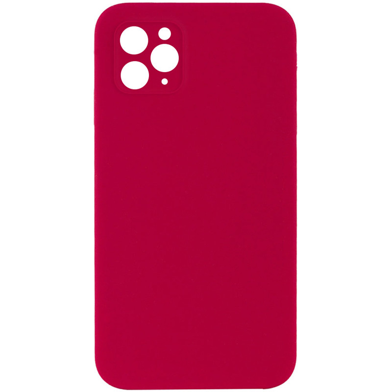 Silicone Case Square Full Camera Protective (AA) NOLOGO на Apple iPhone 11 Pro Max (6.5") (Червоний / Rose Red)
