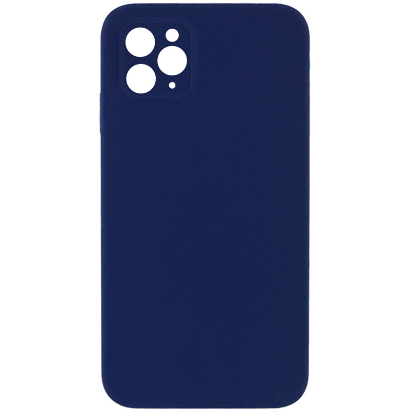 Silicone Case Square Full Camera Protective (AA) NOLOGO на Apple iPhone 11 Pro Max (6.5") (Темно-синій / Midnight blue)