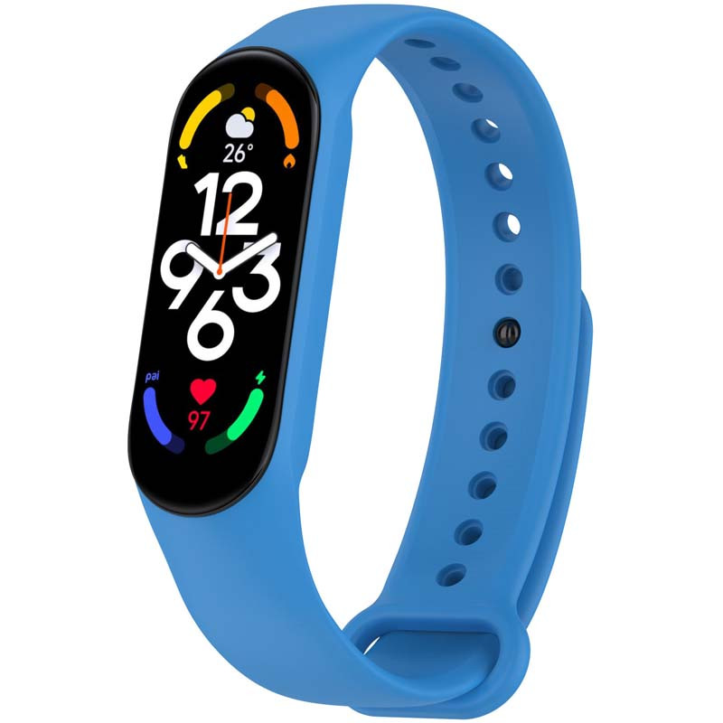 Силиконовый ремешок для Xiaomi Mi Band 7/6/5 (Синий / Shiny blue)