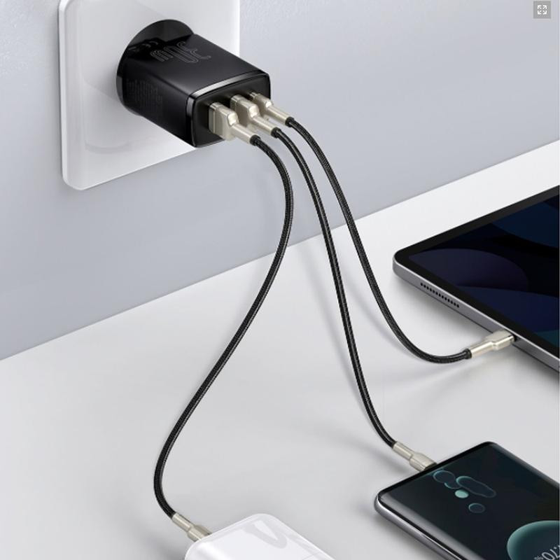 МЗП Baseus Compact Quick Charger PD30W+QC3.0 (1USB-A/1C) (CCXJ-E) (Чорний) в магазині vchehle.ua