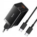 СЗУ Baseus GaN5 Pro PD65W+QC3.0 (1USB-A/2C)  + кабель Type-C to Type-C (CCGP12020) (Black)