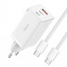 СЗУ Baseus GaN5 Pro PD65W+QC3.0 (1USB-A/2C)  + кабель Type-C to Type-C (CCGP12020) (White)