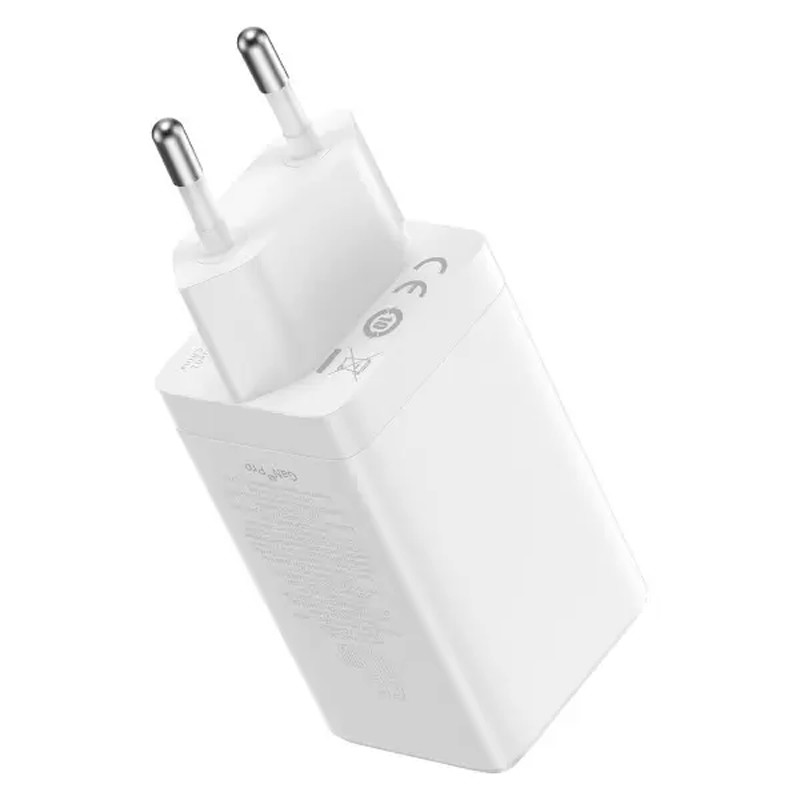 СЗУ Baseus GaN5 Pro PD65W+QC3.0 (1USB-A/2C)  + кабель Type-C to Type-C (CCGP12020) (White) в магазине vchehle.ua