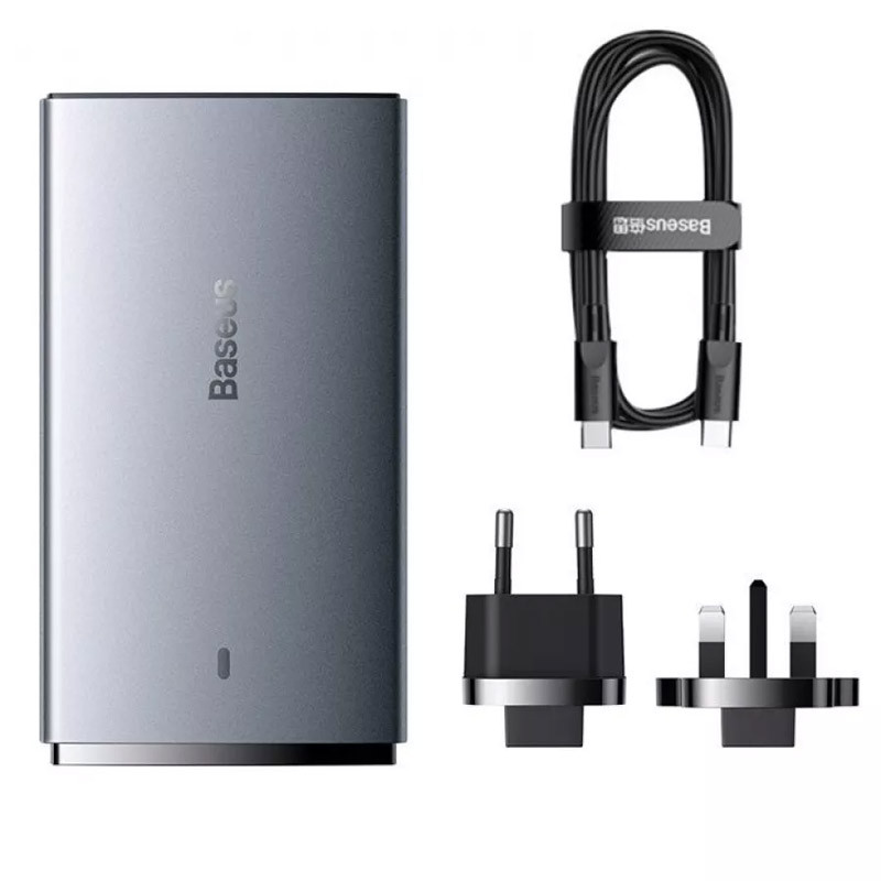 Заказать СЗУ Baseus GaN5 Pro Ultra-Slim PD65W+QC3.0 (1USB-A/1C) + кабель Type-C to Type-C (CCGP15011) (Gray) на vchehle.ua