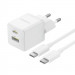 СЗУ Baseus Palm Fast Charger PD30W+QC3.0 (1USB-A/1C) + кабель Type-C to Type-C (P1011160A) (Moon White)
