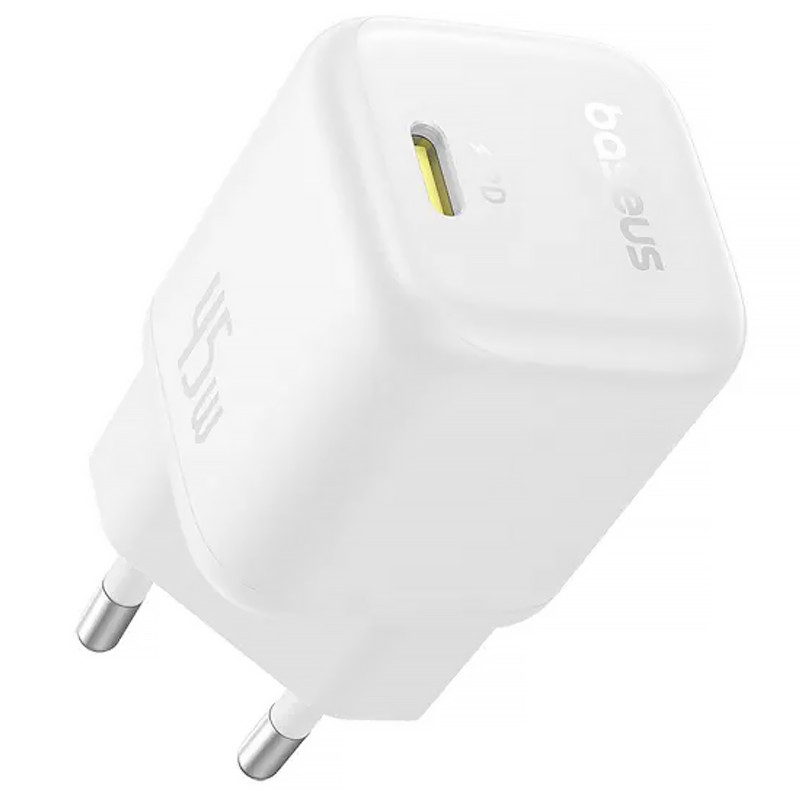 Фото СЗУ Baseus PicoGo GaN Fast Charger 45W (1USB-C) (P10176800) (Moon White) на vchehle.ua