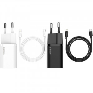 СЗУ Baseus Super Si Quick Charger PD20W (1USB-C) + кабель Type-C to Lightning (TZCCSUP-B)