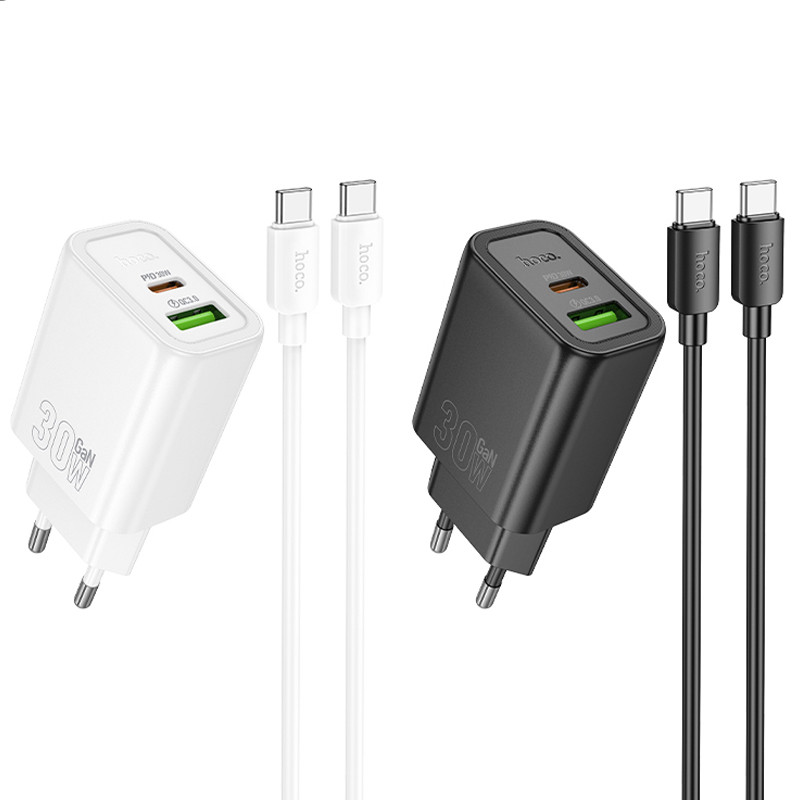 СЗУ Hoco N63 Gentle PD30W+QC3.0 (1USB-A/1C) + кабель Type-C to Type-C