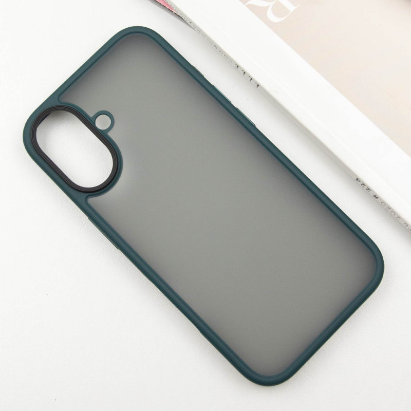Фото TPU+PC чохол Metal Buttons на Apple iPhone 16 (6.1") (Зелений / Dark Green) в маназині vchehle.ua