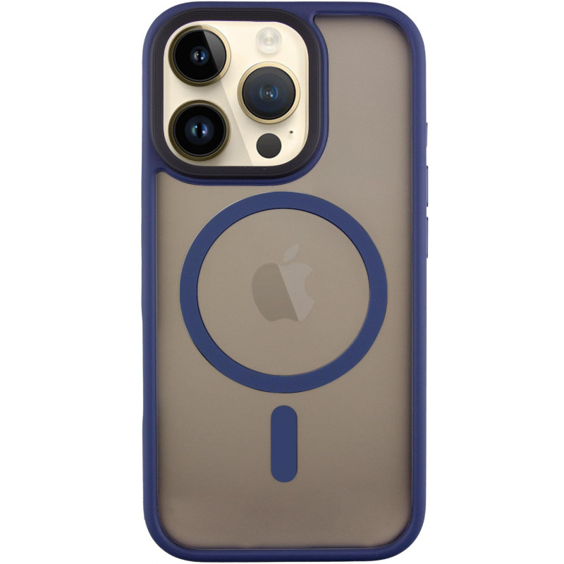 TPU+PC чехол Metal Buttons with Magnetic Fit для Apple iPhone 16 Pro (6.3") (Синий / Navy Blue)
